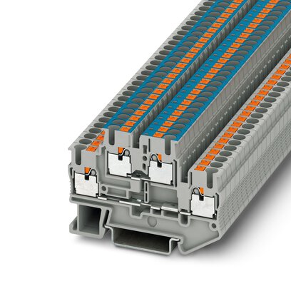 Phoenix Contact Multi-Level Terminal Block; PTTB 2.5-L/N ; 20A; 300V; 1-Level; #26 - #12; Push-In Connection; Gray